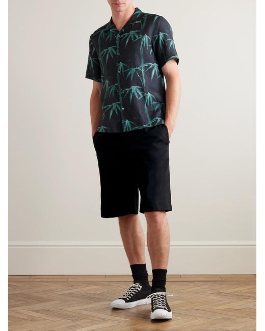 Theory Black Lucas Ossendrijver Straight-Leg Stretch-Cotton Twill Shorts for men