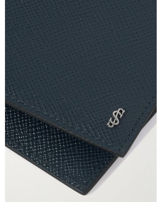 Serapian Blue Evoluzione Logo-appliquéd Full-grain Leather Billfold Wallet for men