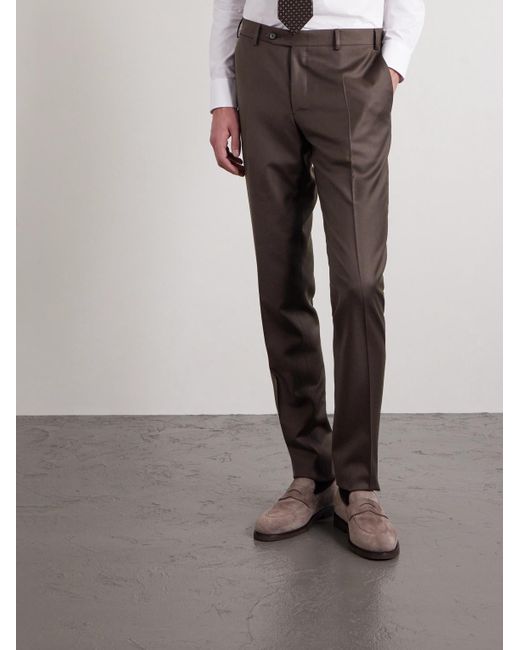Canali Brown Tapered Wool-twill Suit Trousers for men