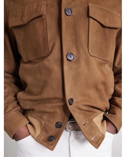 Slowear Brown Suede Bomber Jacket for men