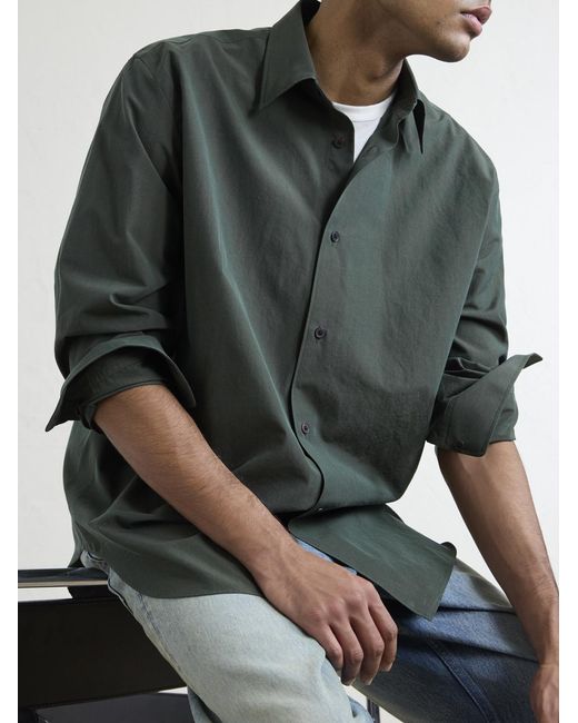 Auralee Green Cotton-poplin Shirt for men