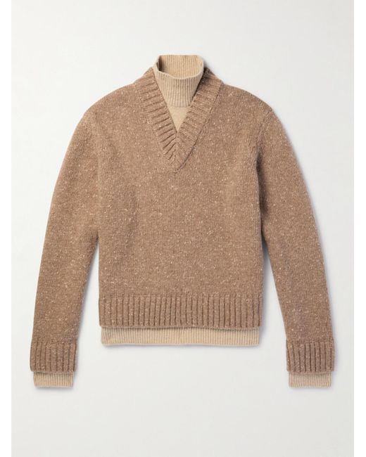 Bottega Veneta Natural Layered Wool Sweater for men