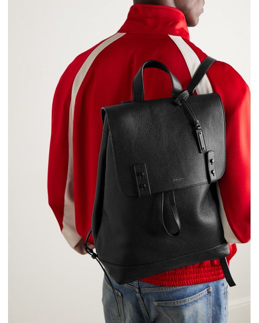 Saint Laurent Black Full-Grain Leather Backpack for men