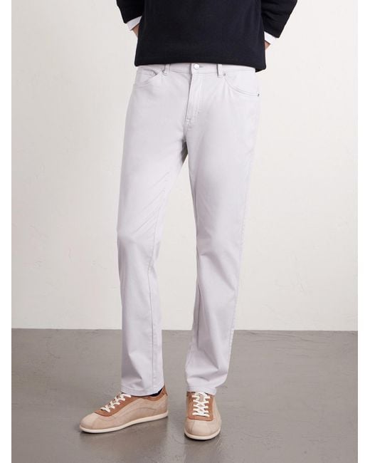Peter Millar White Signature Straight-Leg Cotton-Blend Sateen Trousers for men