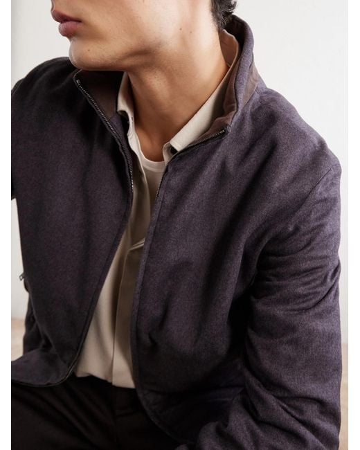 Herno Gray Silk And Cashmere-Blend Twill Bomber Jacket for men