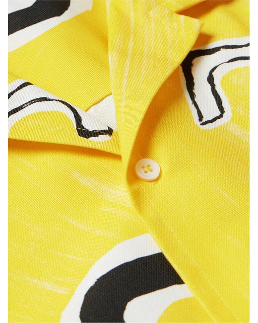Jacquemus Yellow Jean Camp-collar Printed Cotton Shirt for men
