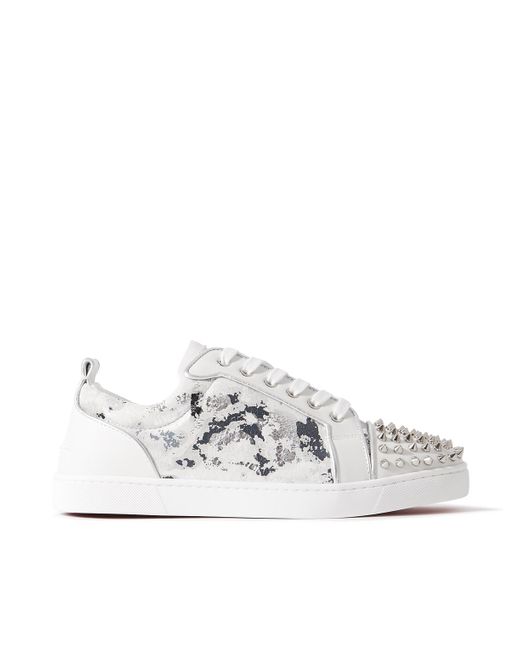 Christian Louboutin White Louis Junior Spikes Orlato Suede And Leather Sneakers for men