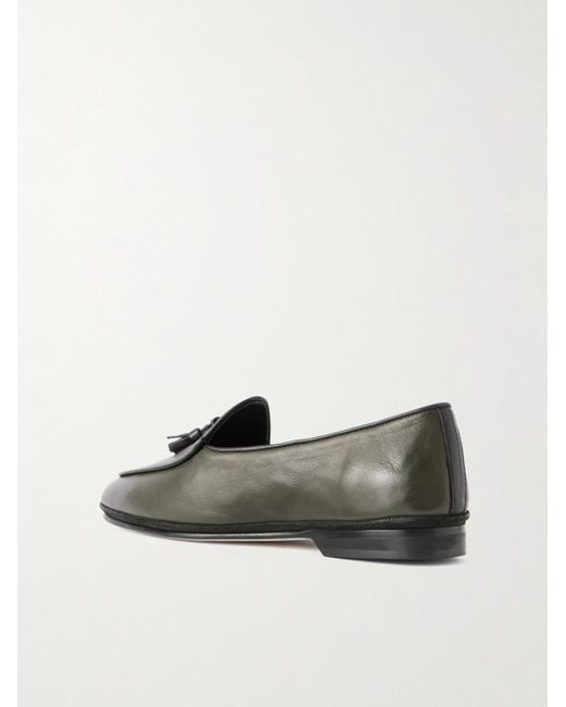 Rubinacci Green Marphy Tasselled Leather Loafers for men