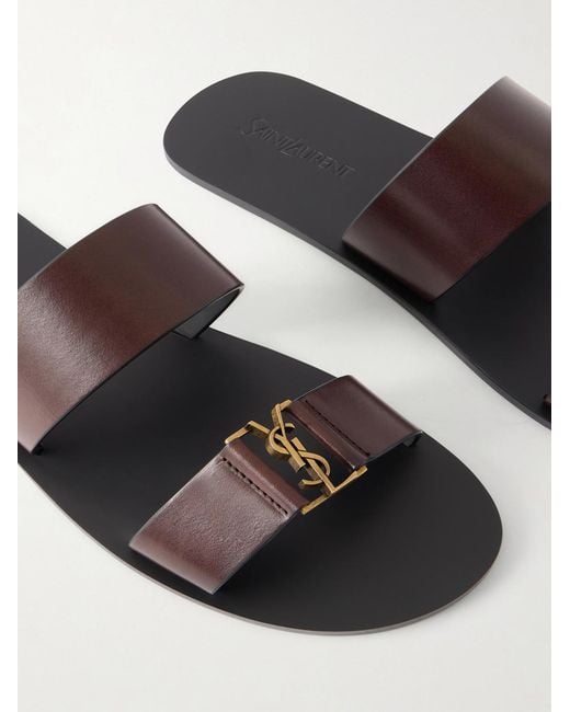 Saint Laurent Brown Babylone Logo-embellished Leather Sandals for men