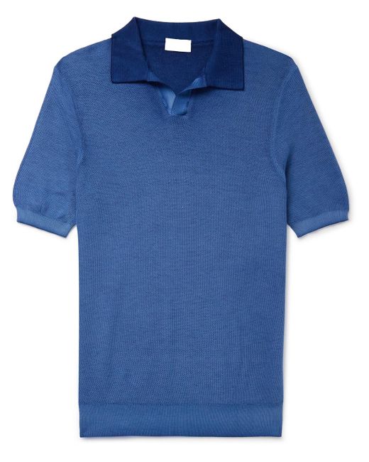 Altea Blue Slim-fit Cotton-piqué Polo Shirt for men
