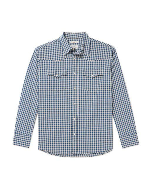 Nudie Jeans Blue Sigge Gingham Organic Cotton Western Shirt for men