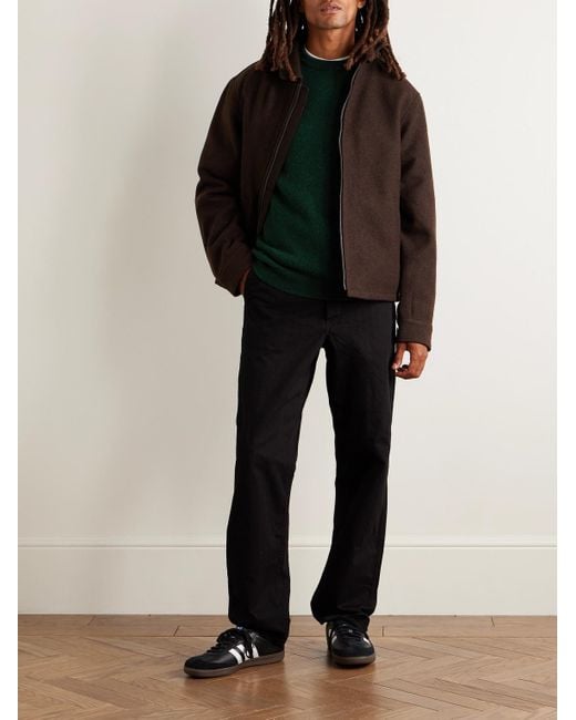 Caoladóir Basketweave Merino Wool And Cashmere-Blend Sweater di Inis Meáin in Green da Uomo