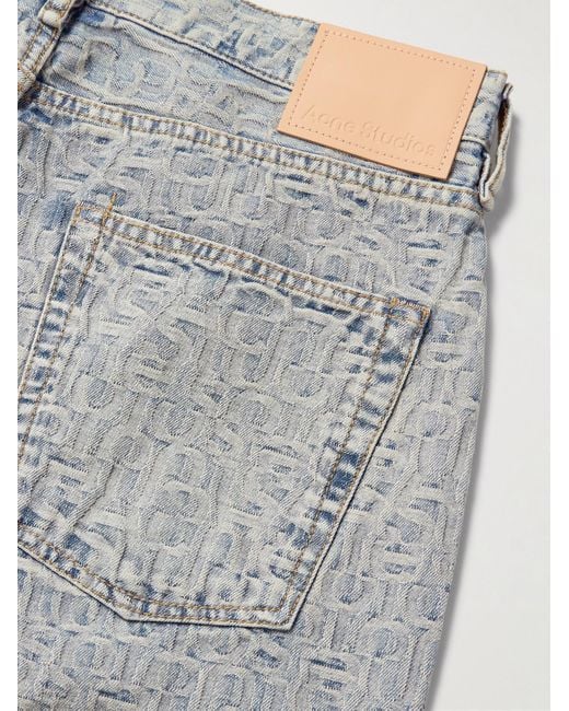 Jeans a gamba larga con logo jacquard 181M di Acne in Gray da Uomo