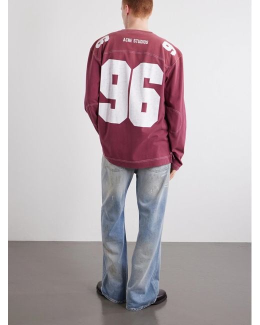 Acne Pink Exfold Printed Cotton-Jersey T-Shirt for men
