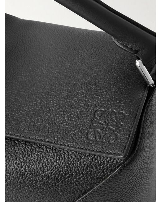 Loewe Black Puzzle Edge Large Logo-Debossed Full-Grain Leather Messenger Bag for men