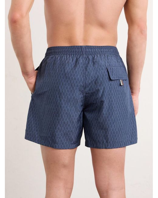 Canali Blue Straight-Leg Mid-Length Printed Swim Shorts for men