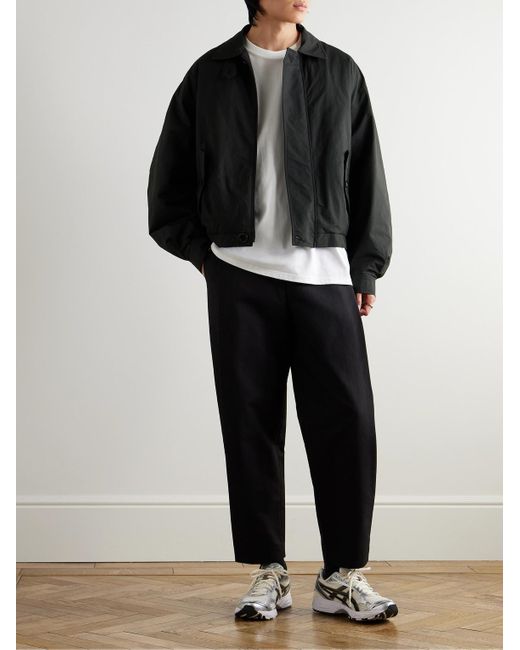 Amomento Black Padded Cotton-Blend Shell Bomber Jacket for men