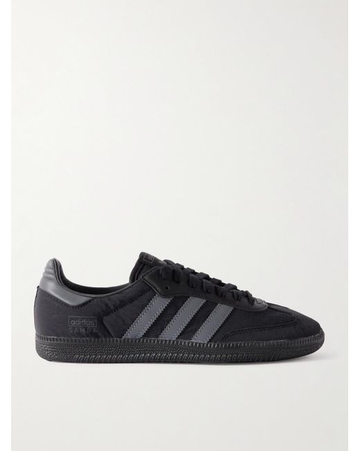 Adidas Originals Black Samba Og Leather-Trimmed Shell Sneakers for men