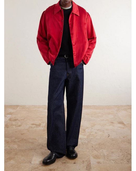Dries Van Noten Red Satin Blouson Jacket for men