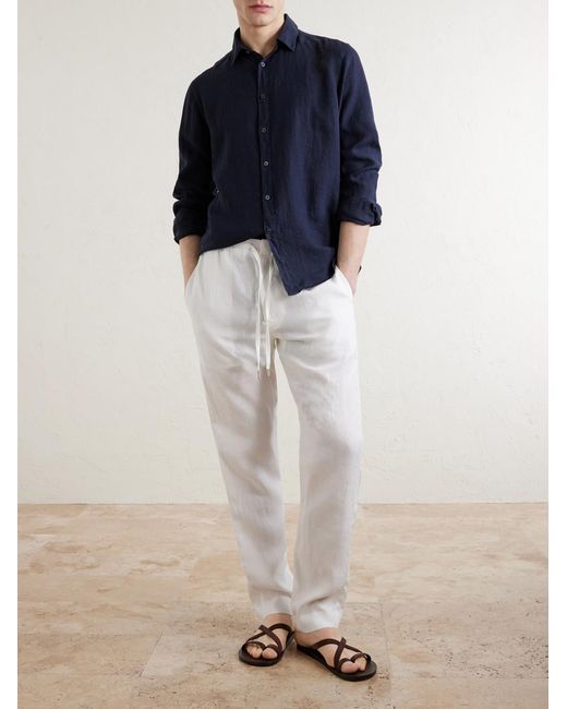 Canali Blue Linen Shirt for men