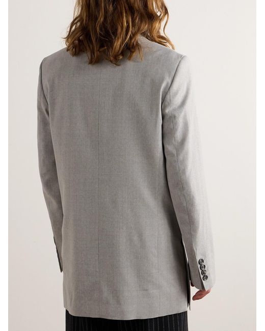 AMI Gray Oversized Double-Breasted Wool Blazer for men
