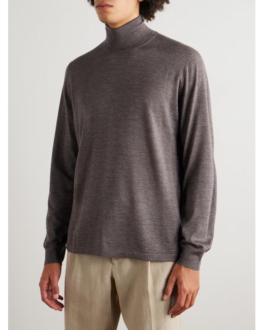Thom Sweeney Gray Cashmere And Silk-Blend Rollneck Sweater for men