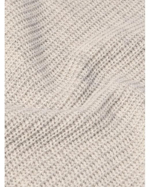 Brunello Cucinelli T-Shirt aus einer Leinen-Baumwollmischung in Rippstrick in White für Herren