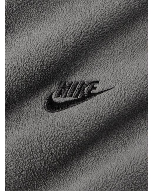 Nike Gray Club Nylon-trimmed Logo-embroidered Fleece Hoodie for men