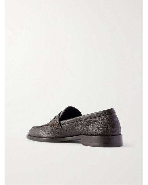 Manolo Blahnik Perry Pennyloafers aus vollnarbigem Leder in Black für Herren