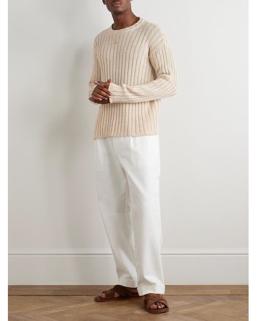 Federico Curradi Natural Ribbed Linen And Organic Cotton-Blend Sweater for men