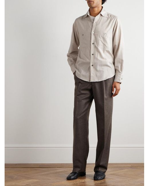 STÒFFA Natural Cotton And Silk-blend Dupioni Shirt for men