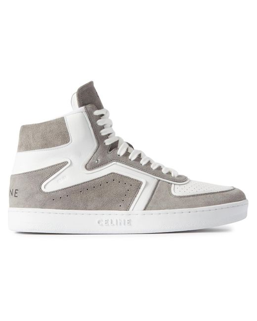 CELINE HOMME Z Suede And Leather High-top Sneakers in Gray for Men | Lyst