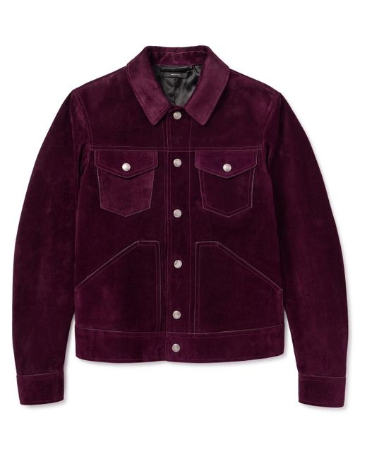 Tom Ford Purple Suede Trucker Jacket for men