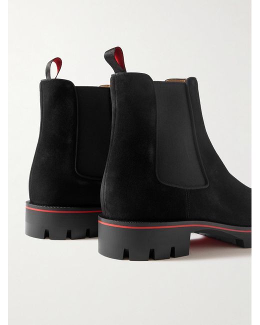 Christian Louboutin Black Alpinosol Suede Chelsea Boots for men