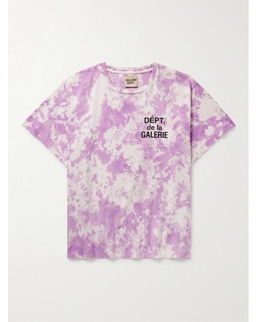 GALLERY DEPT. Pink Tie-Dyed Logo-Print Cotton-Blend Jersey T-Shirt for men