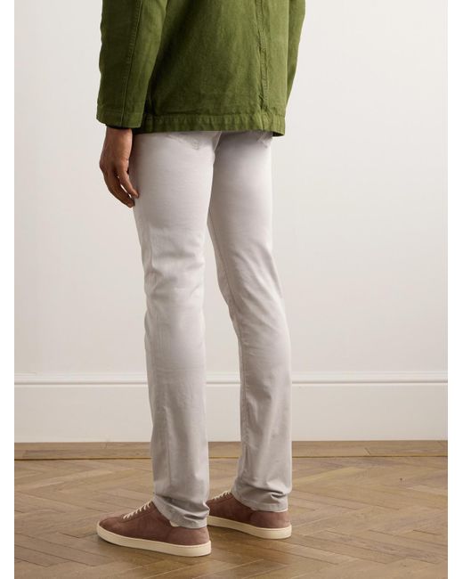 Incotex Natural Slim-fit Cotton-blend Trousers for men