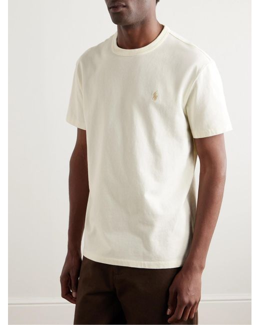 Polo Ralph Lauren Natural Logo-embroidered Cotton-jersey T-shirt for men