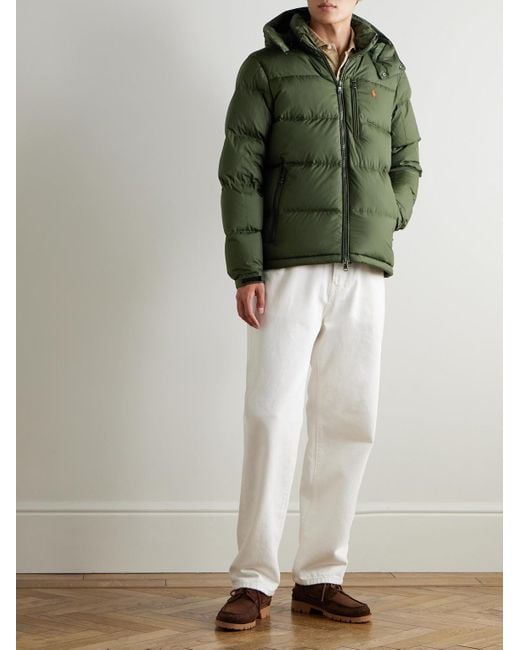 Polo Ralph Lauren Green Gorham Logo-Embroidered Quilted Recycled-Ripstop Hooded Down Jacket for men
