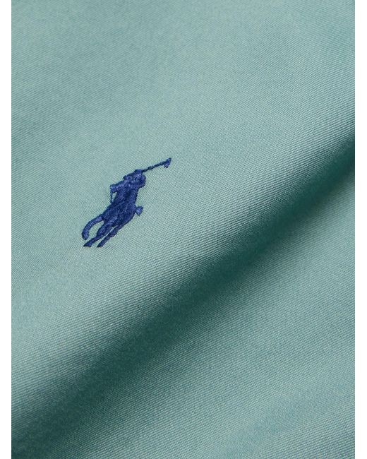 Polo Ralph Lauren Blue Button-Down Collar Logo-Embroidered Cotton Shirt for men