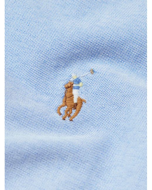 Polo Ralph Lauren Blue Button Down-collar Logo-embroidered Cotton Oxford Shirt for men