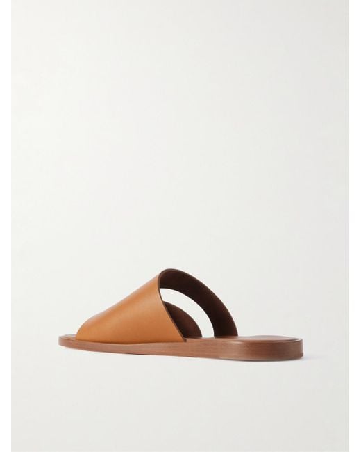 Loro Piana Brown Pilat Plain Walk Cutout Leather Sandals for men