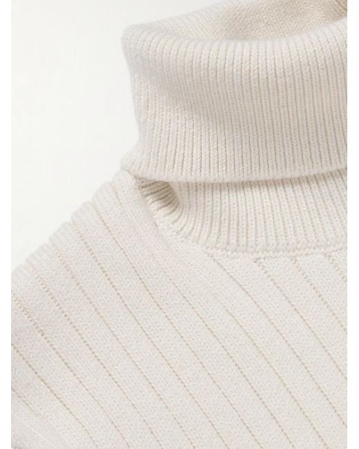 Aimé Leon Dore White Ribbed Merino Wool And Cotton-Blend Rollneck Sweater for men