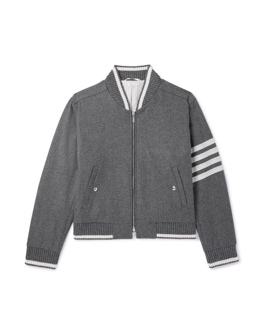 Thom Browne Gray Striped Wool And Cashmere-blend Zip-up Bomber Jacket for men