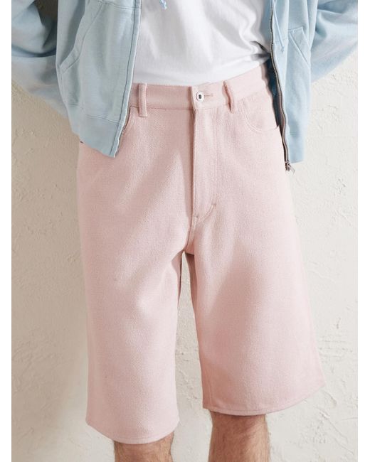 Auralee Pink Wide-Leg Silk Shorts for men