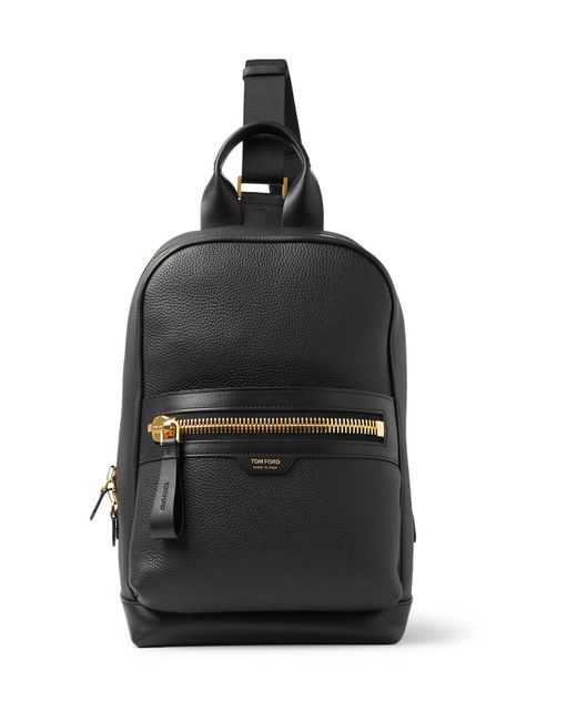 Tom Ford Black Full-grain Leather Sling Backpack for men