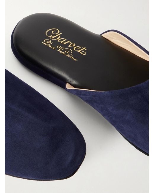 Charvet Blue Suede Slippers for men