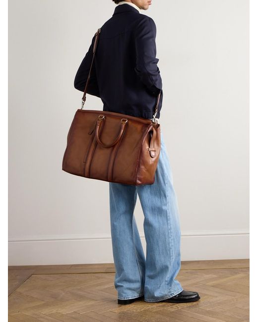 Officine Creative Brown Quentin 009 Leather Weekend Bag for men