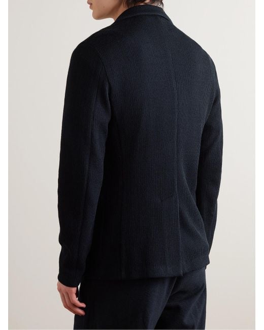 Barena Blue Ribbed-knit Blazer for men