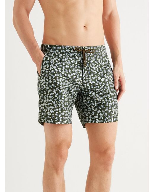 Thorsun Green Charvet Mid-Length Paisley-Print Swim Shorts for men