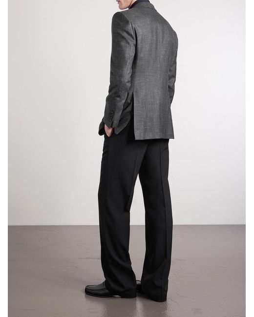 Tom Ford Black Dyllan Wool, Silk And Linen-Blend Blazer for men